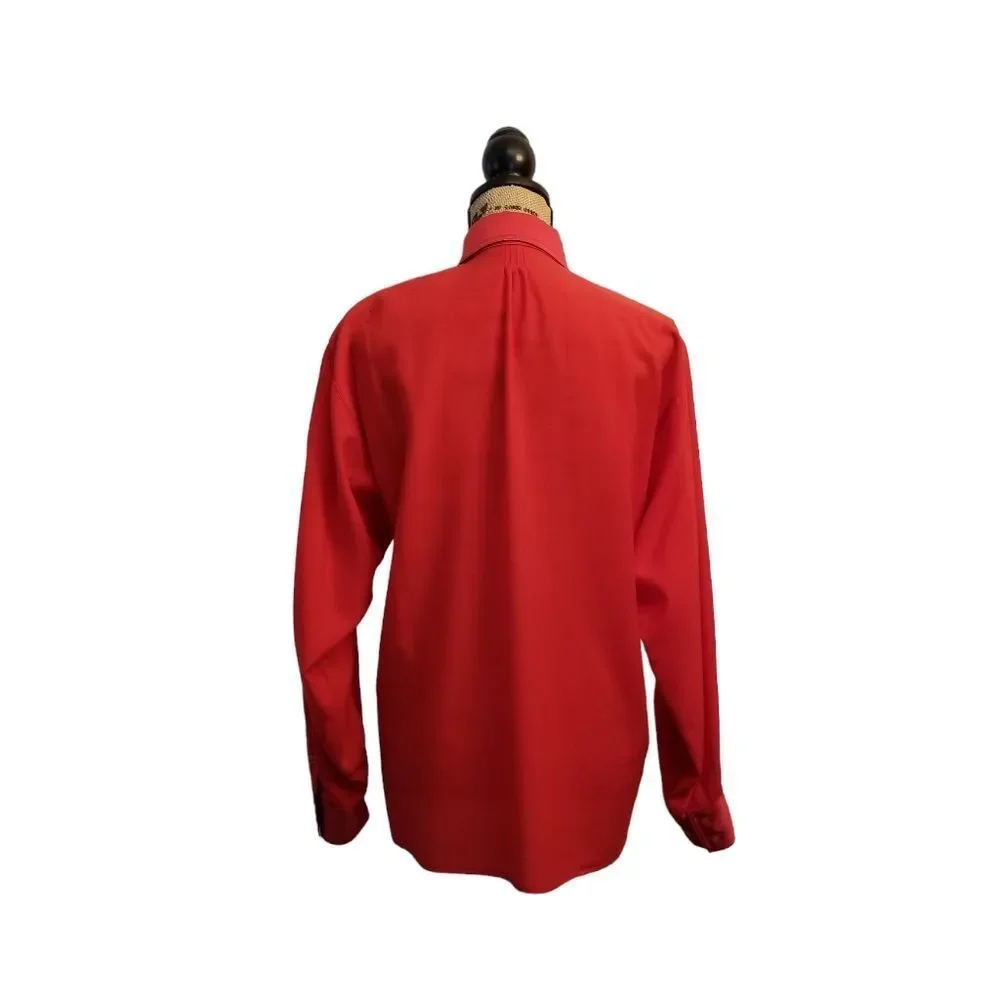 Vintage Escada Red Long Sleeve Wool 1/2 Button Down Top Size 6 - Picture 15 of 16